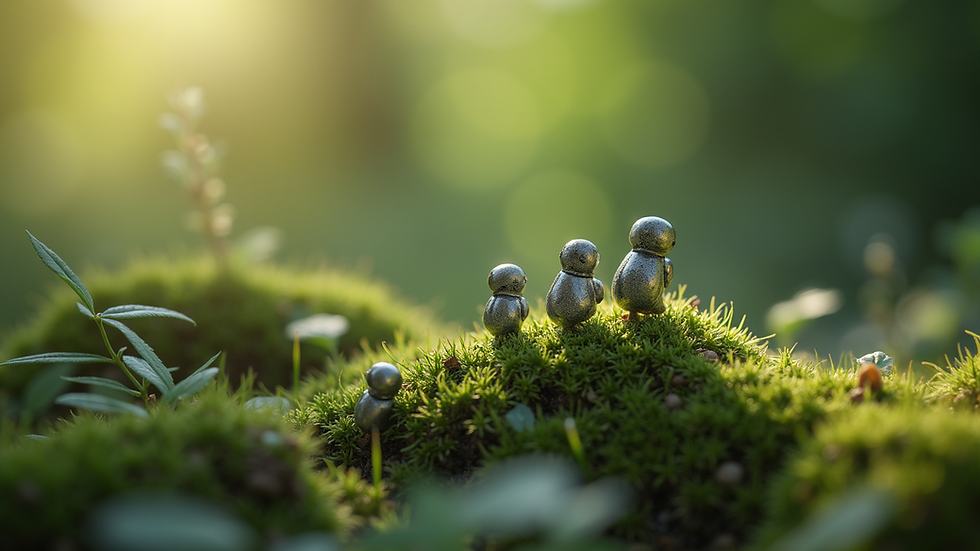 Eye-level view of nature-themed silver charms