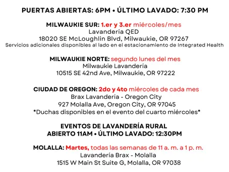 Free laundry services Clackamas County