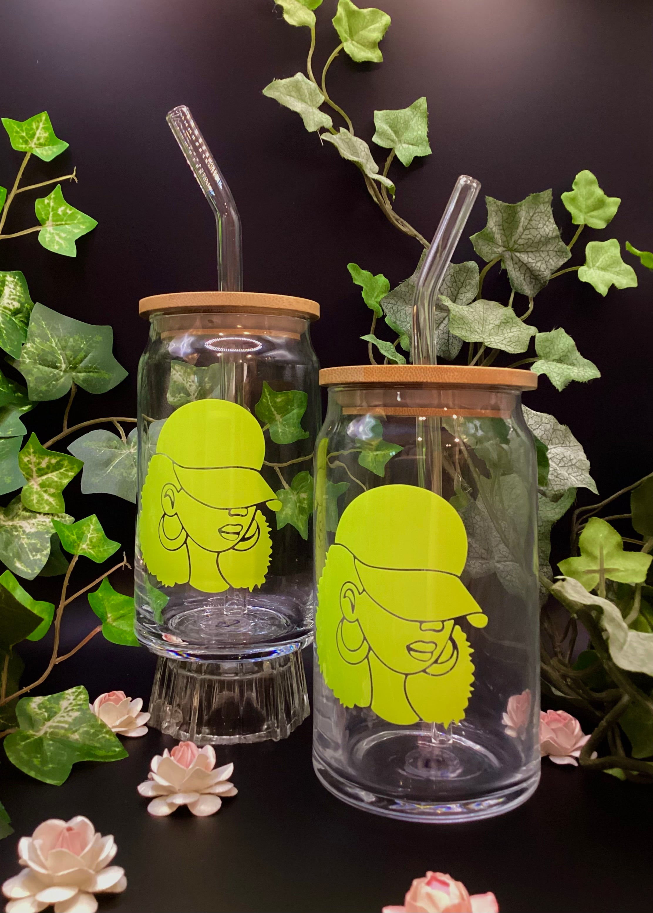 Yellow Hat Woman Color Changing Beer Glass