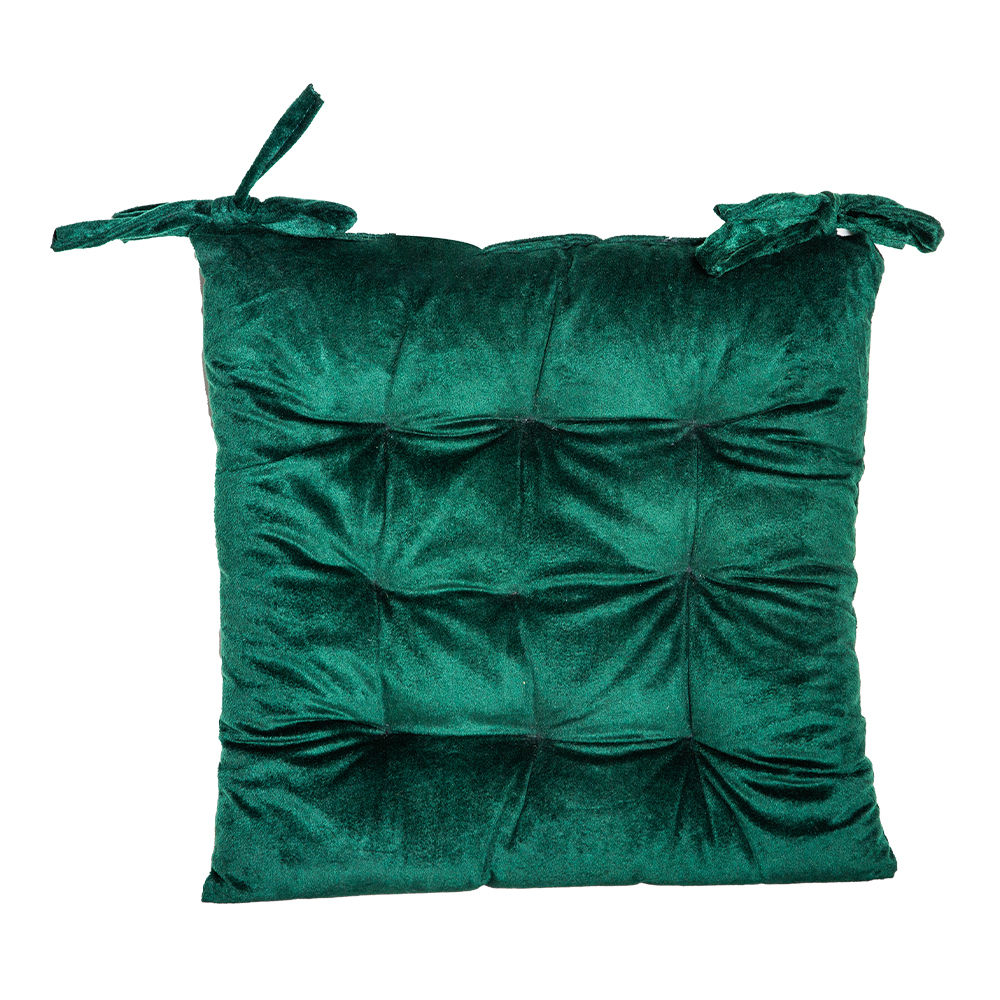 Domus: Velvet Chair Pad; (40×40+3)cm, Green