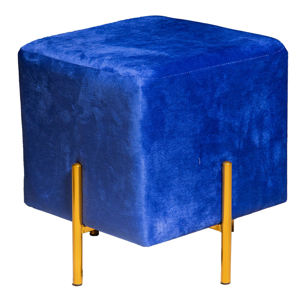 Leisure Square Fabric Pouf With Legs; (40x40x45)cm, Blue