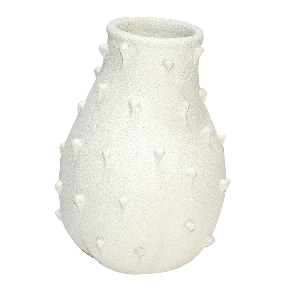 Decorative Spikes Ceramic Vase; (17.6×17.5×22.8)cm, White
