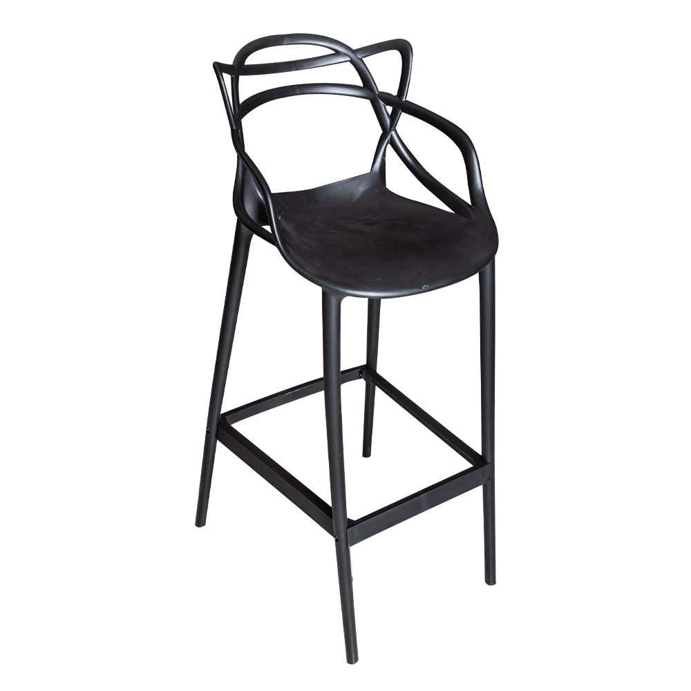 High Bar Chair With Back Rest; (51.5×49.5×108.5)cm, Black