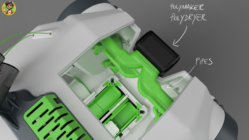 Image showing the Polydryer integrated into the main structure of the Enclosure A1.