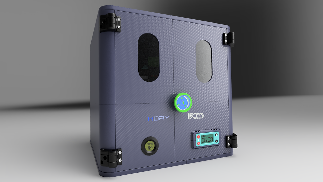 Preview of the HDRY System: a modular, eco-friendly solution designed for 3D printing enthusiasts, featuring the innovative Polydryer system, compact design, and enhanced performance features.
