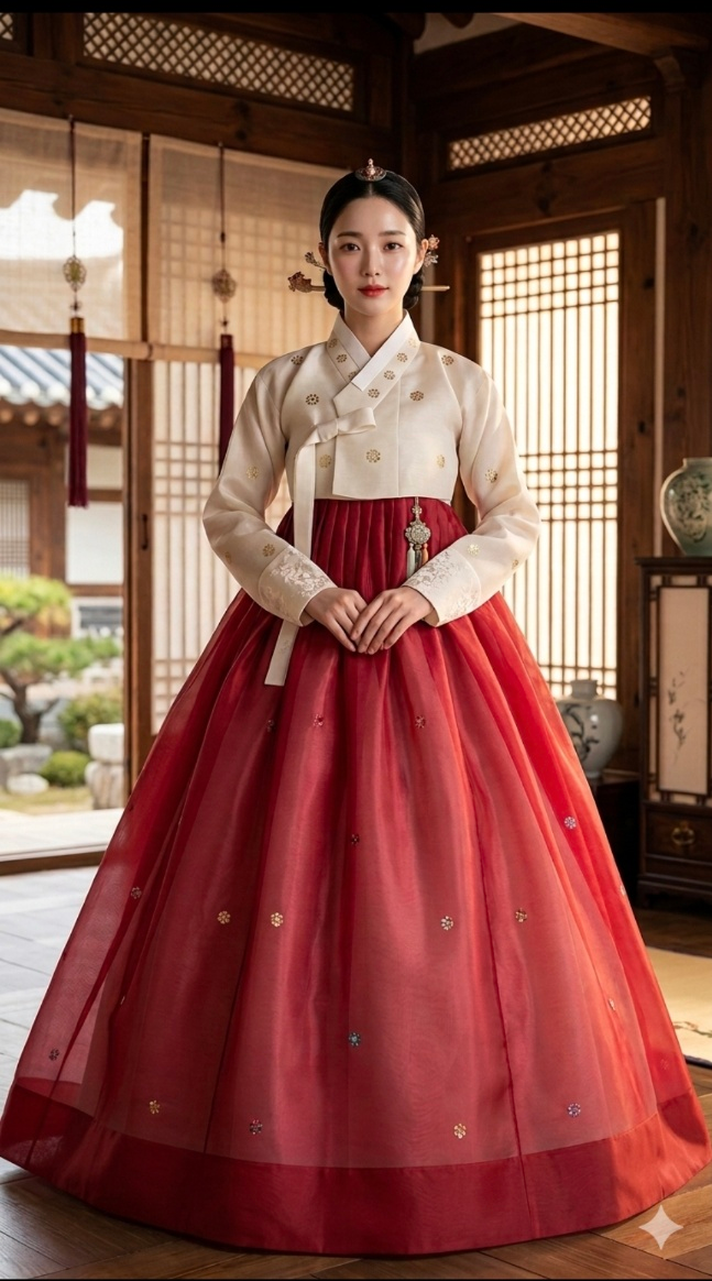 Thumbnail: Gold-Leaf Printed Men's & Women's Couple Hanbok Set