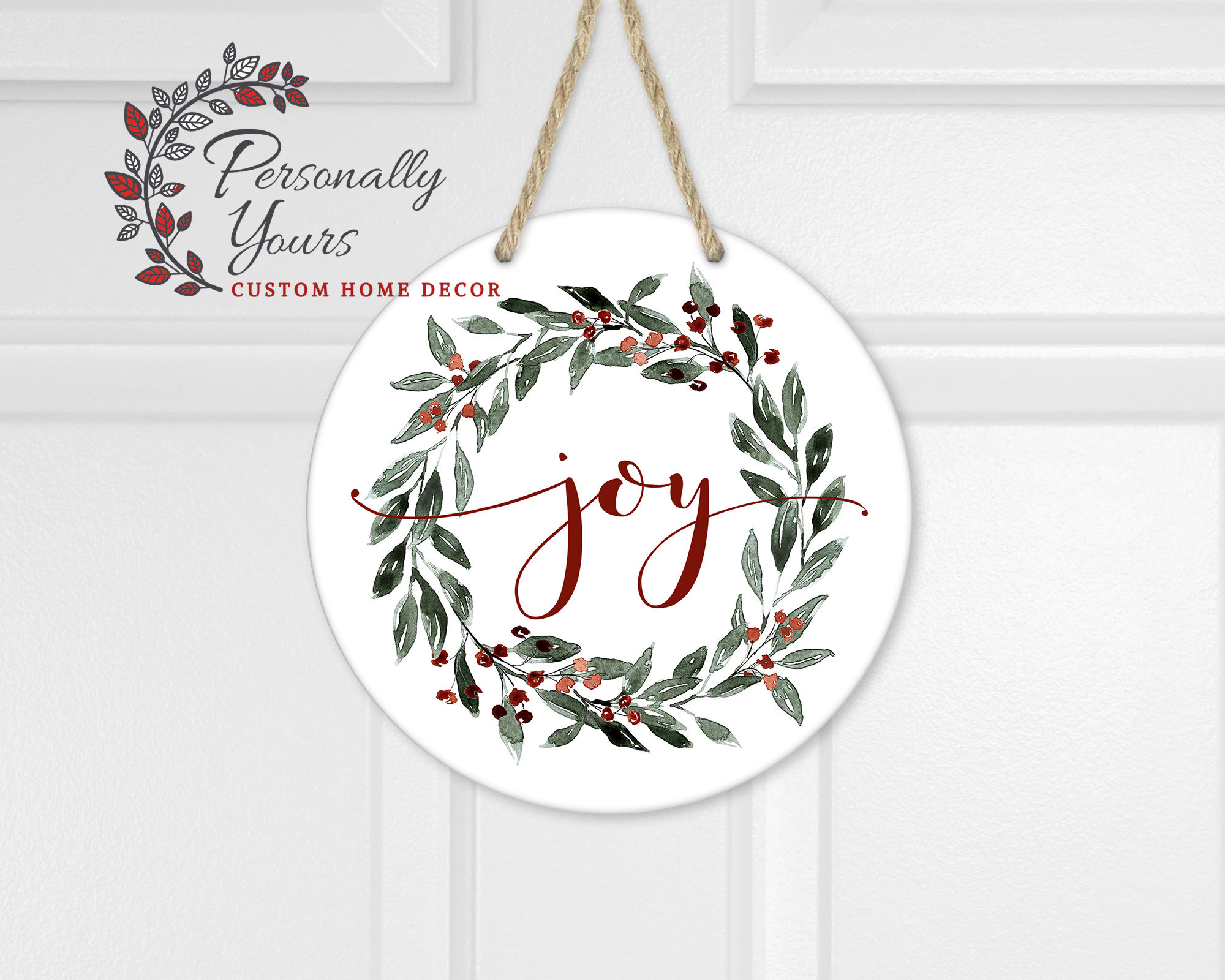 "Watercolor Joy" Round Door/Wall Hanger