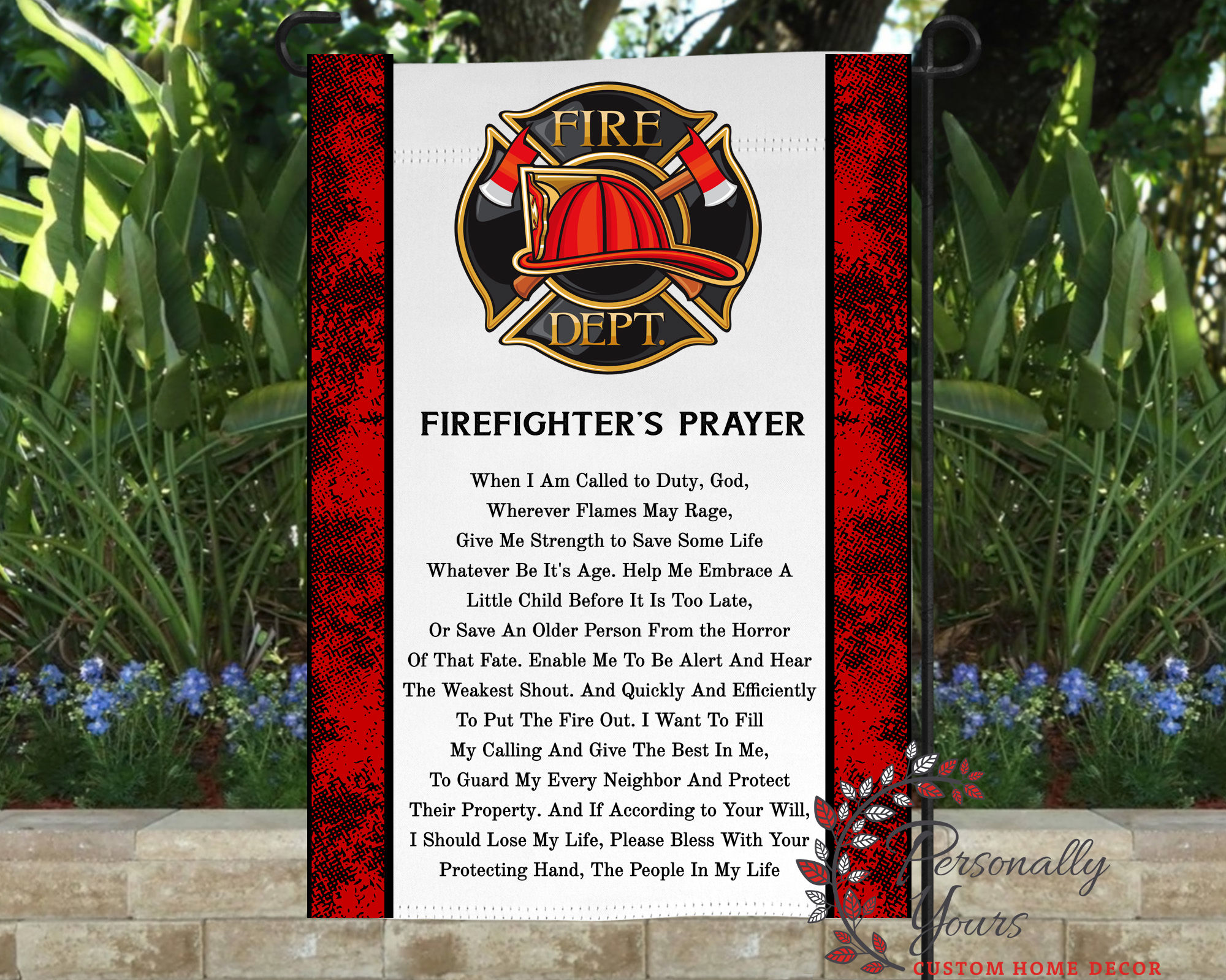 "Firefighters Prayer" Yard Flag