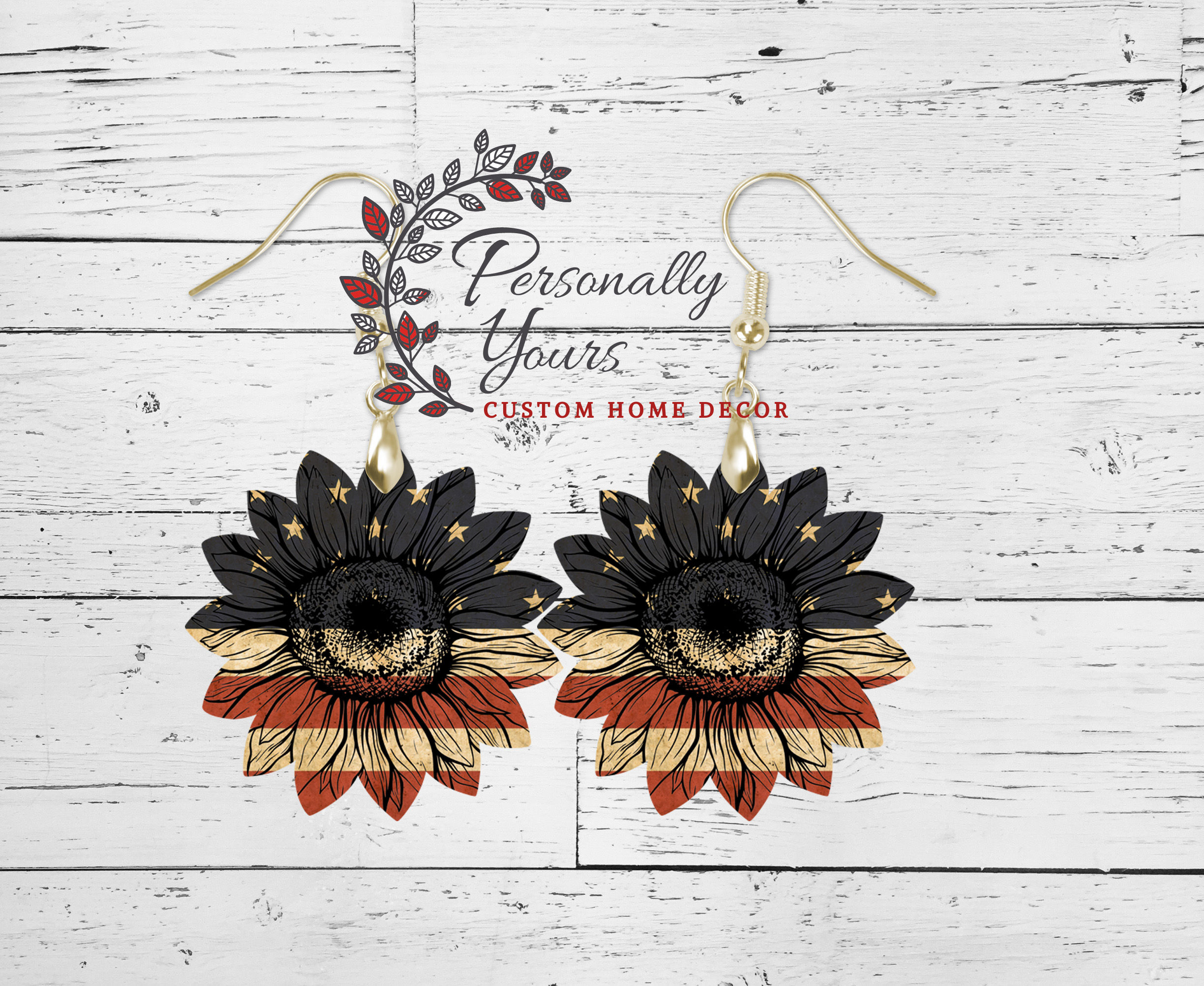 "Americana Patriotic" Sunflower Earrings