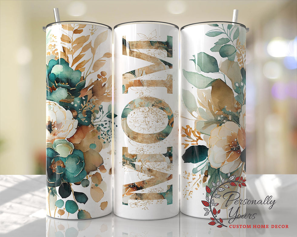 Thumbnail: "Mothers/Grandmothers Magnolias n Teal Floral" 20oz Skinny Tumbler