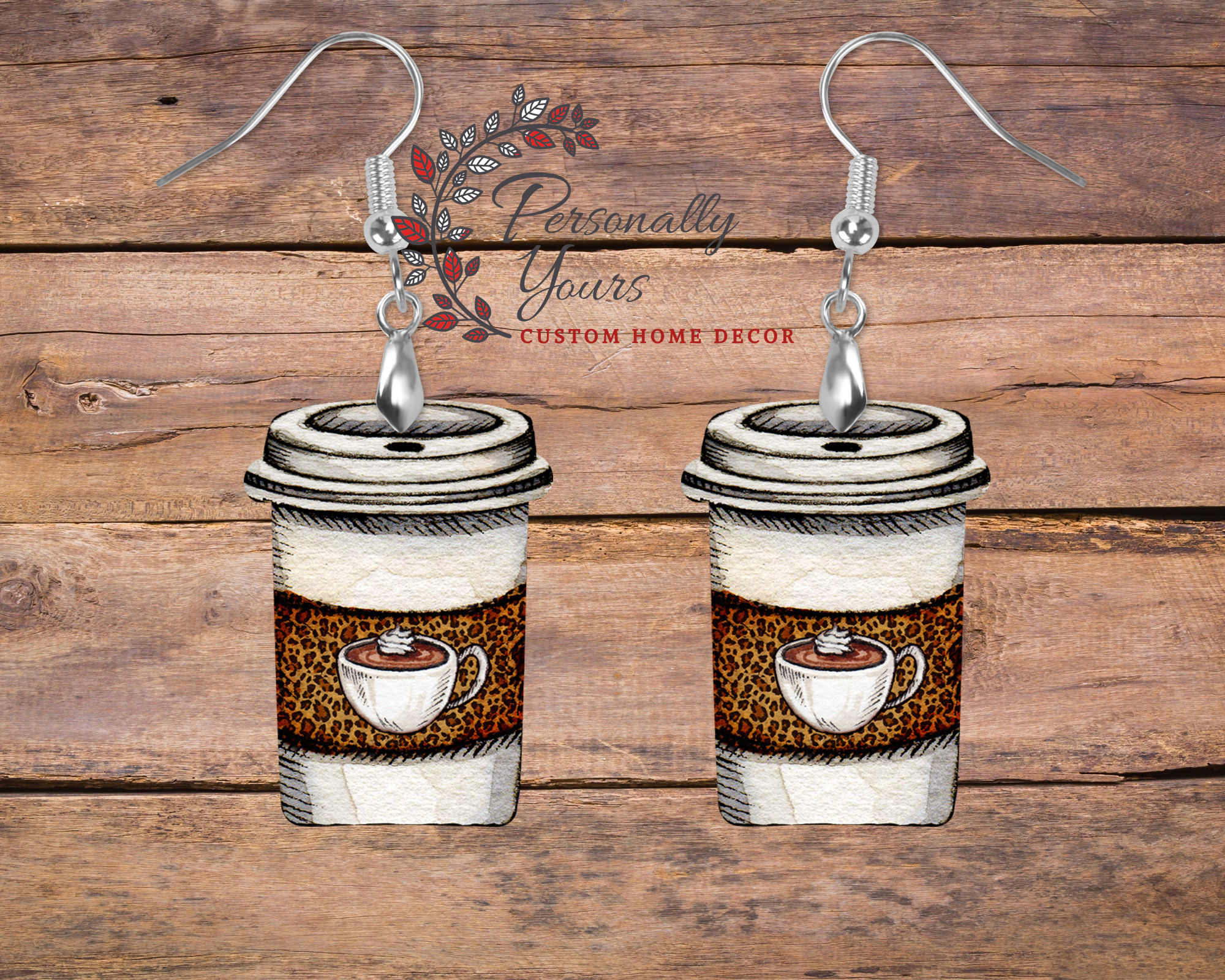 "Leopard Latte" Coffee Cup Earrings