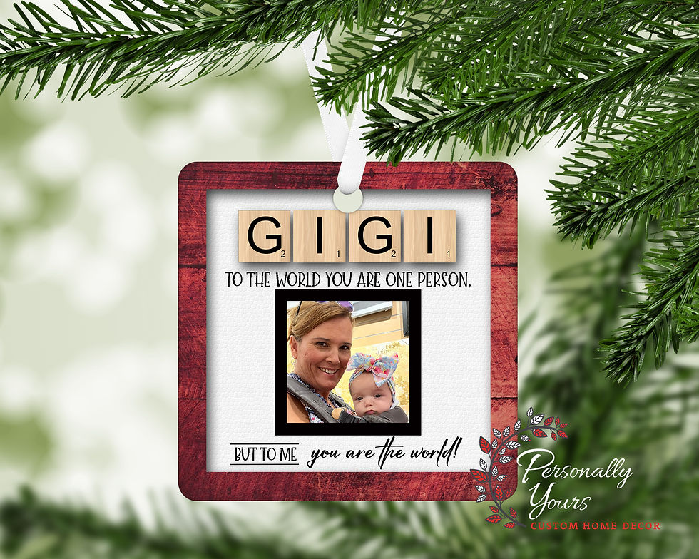 Thumbnail: "To the World You Are One Person Word Tiles" Photo Square Ornament