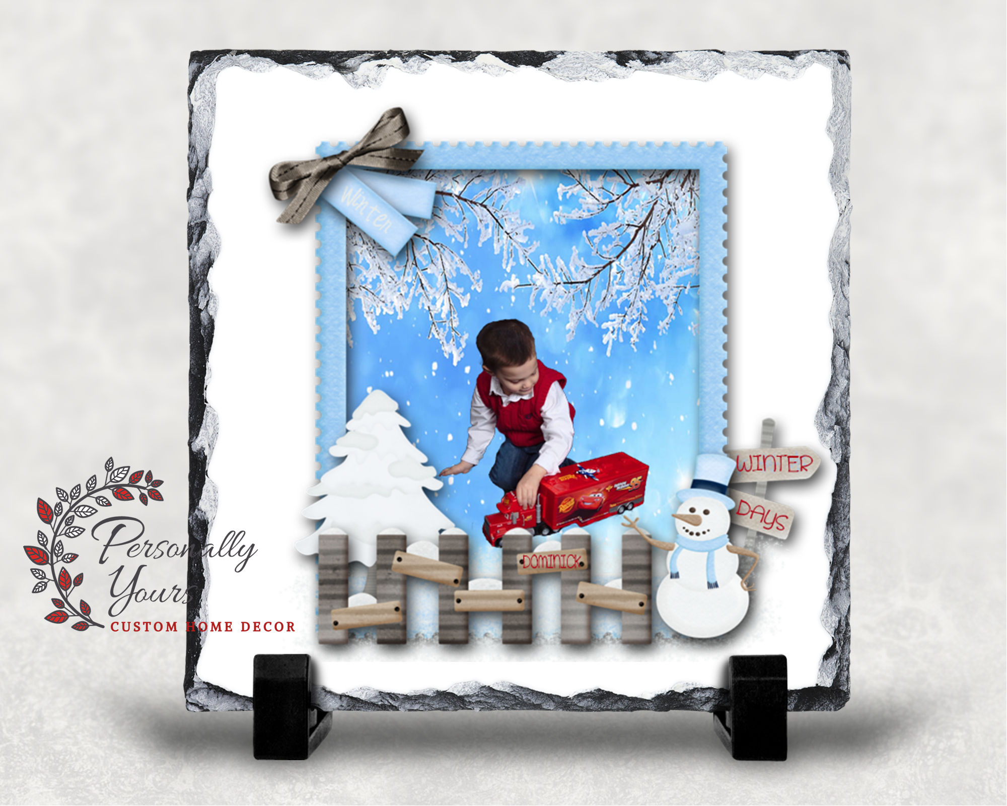 Personalized "Winter Days" Photo Slate