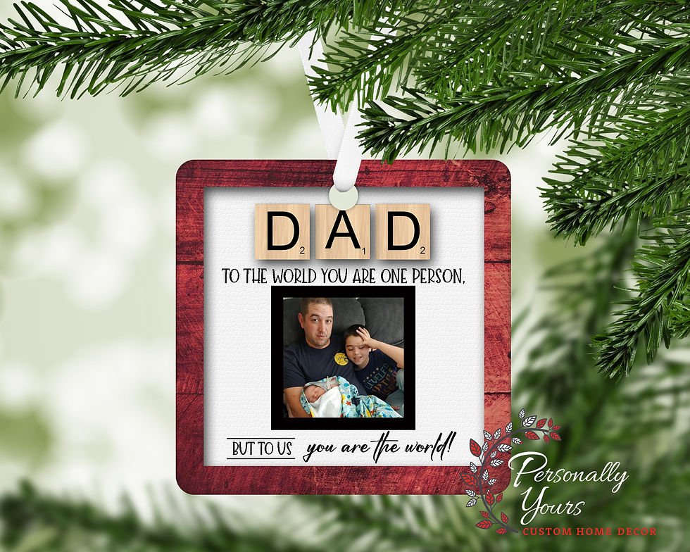 Thumbnail: "To the World You Are One Person Word Tiles" Photo Square Ornament