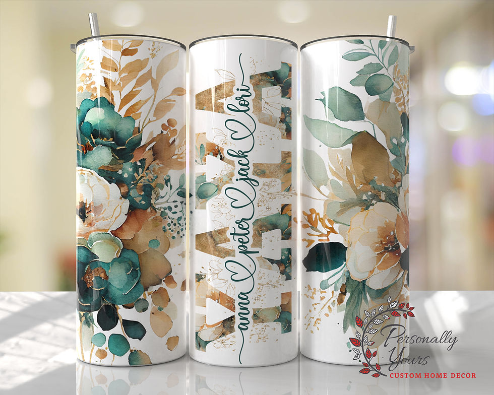 Thumbnail: "Mothers/Grandmothers Magnolias n Teal Floral" 20oz Skinny Tumbler