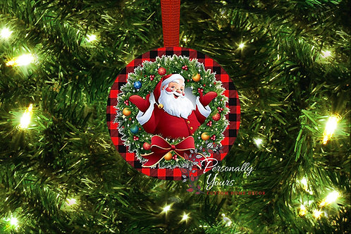 "Traditional/Retro Smiling Santa" Round Ornament