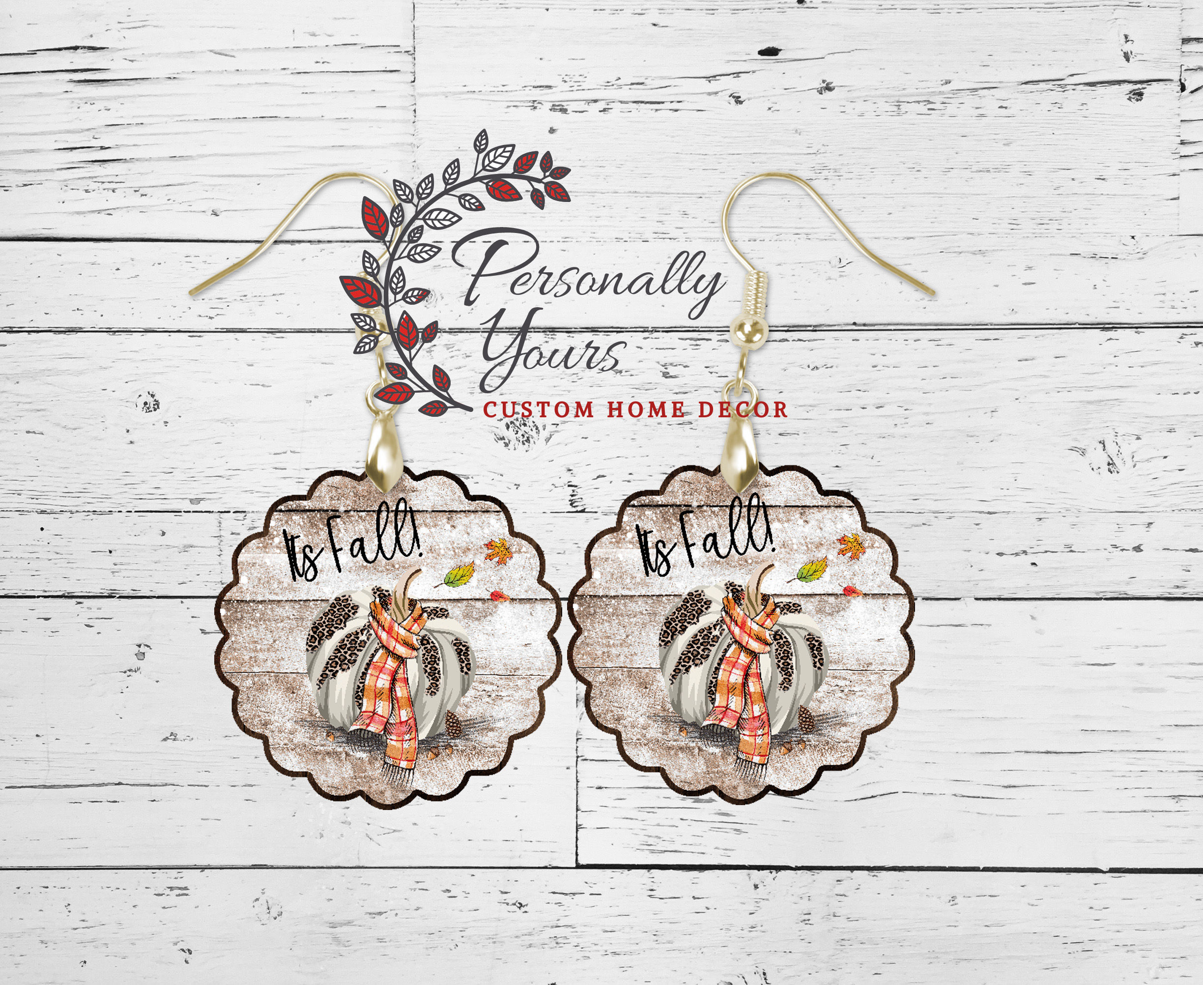 "It's Fall Pumpkin" Scalloped Earrings