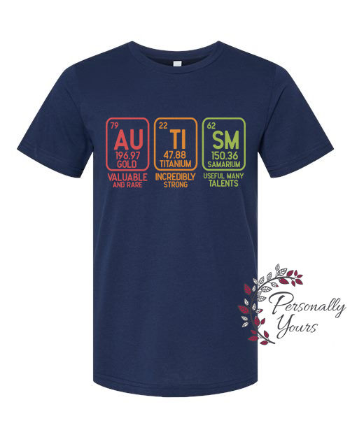 Solid Navy t-shirt showing color option for autism awareness apparel