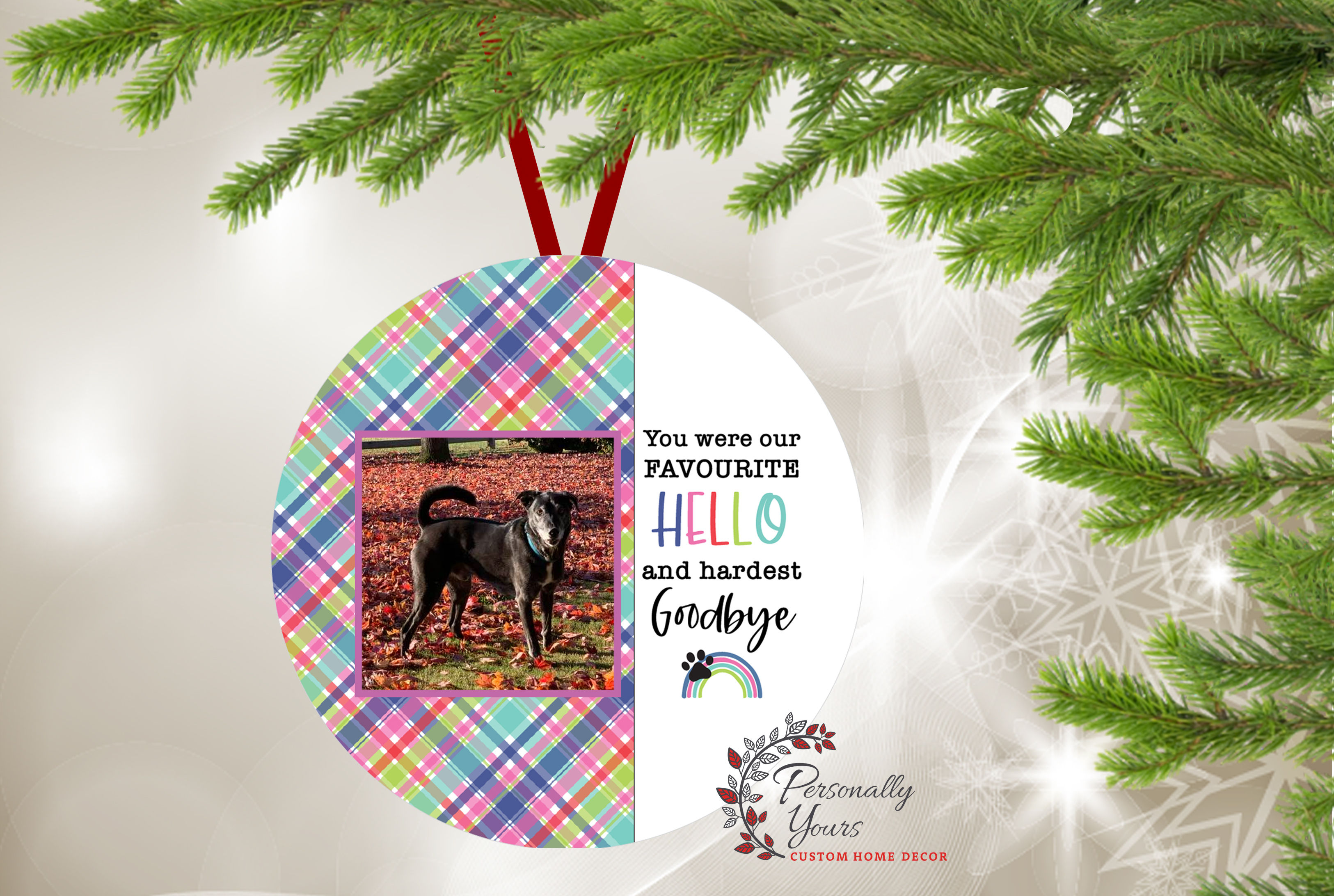 "You Were My Hardest Goodbye CP Photo Pet Memorial" Round Ornament