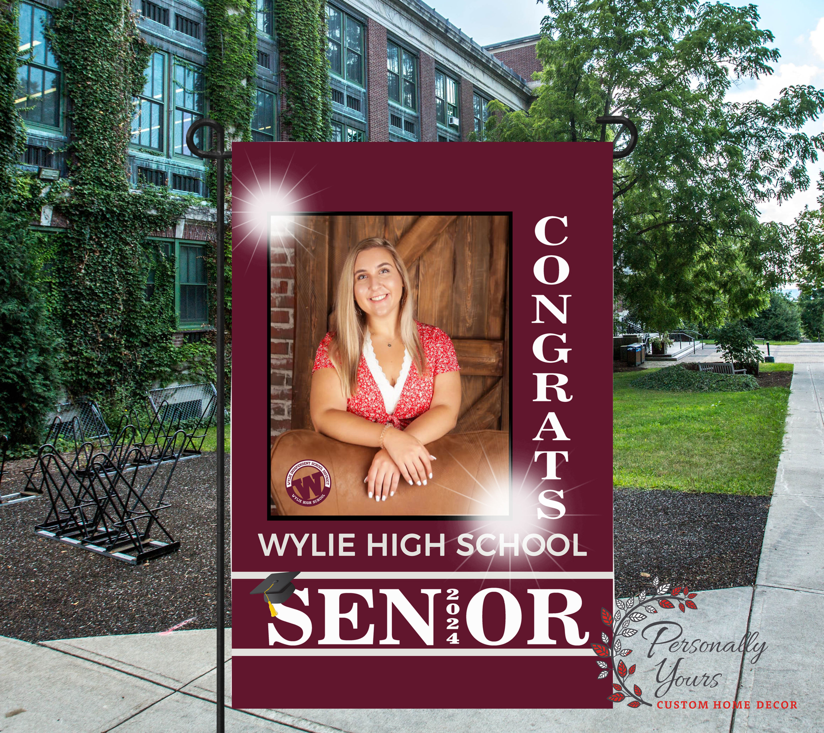 Custom "Wylie High School Senior Graduation" Photo Yard Flag