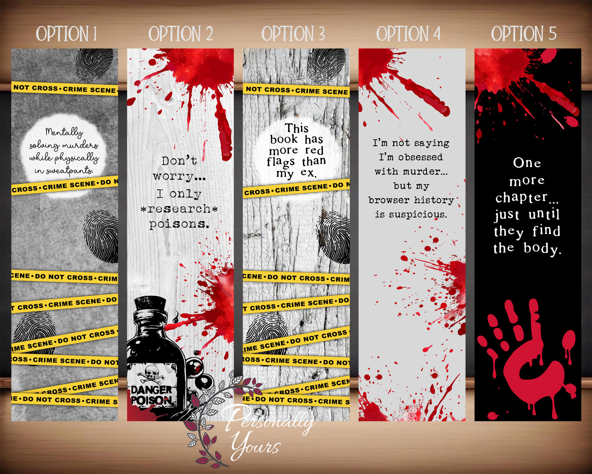True Crime Series Bookmarks with Charms