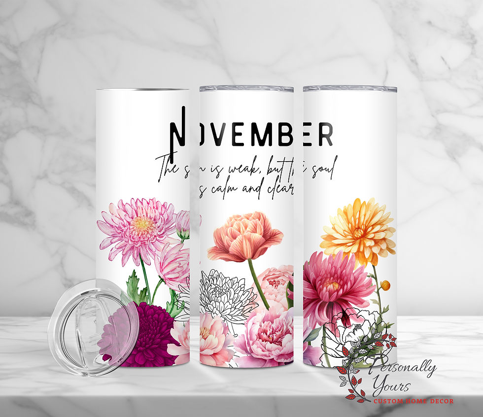 Thumbnail: "Birthday Month Floral" 20oz Skinny Tumbler