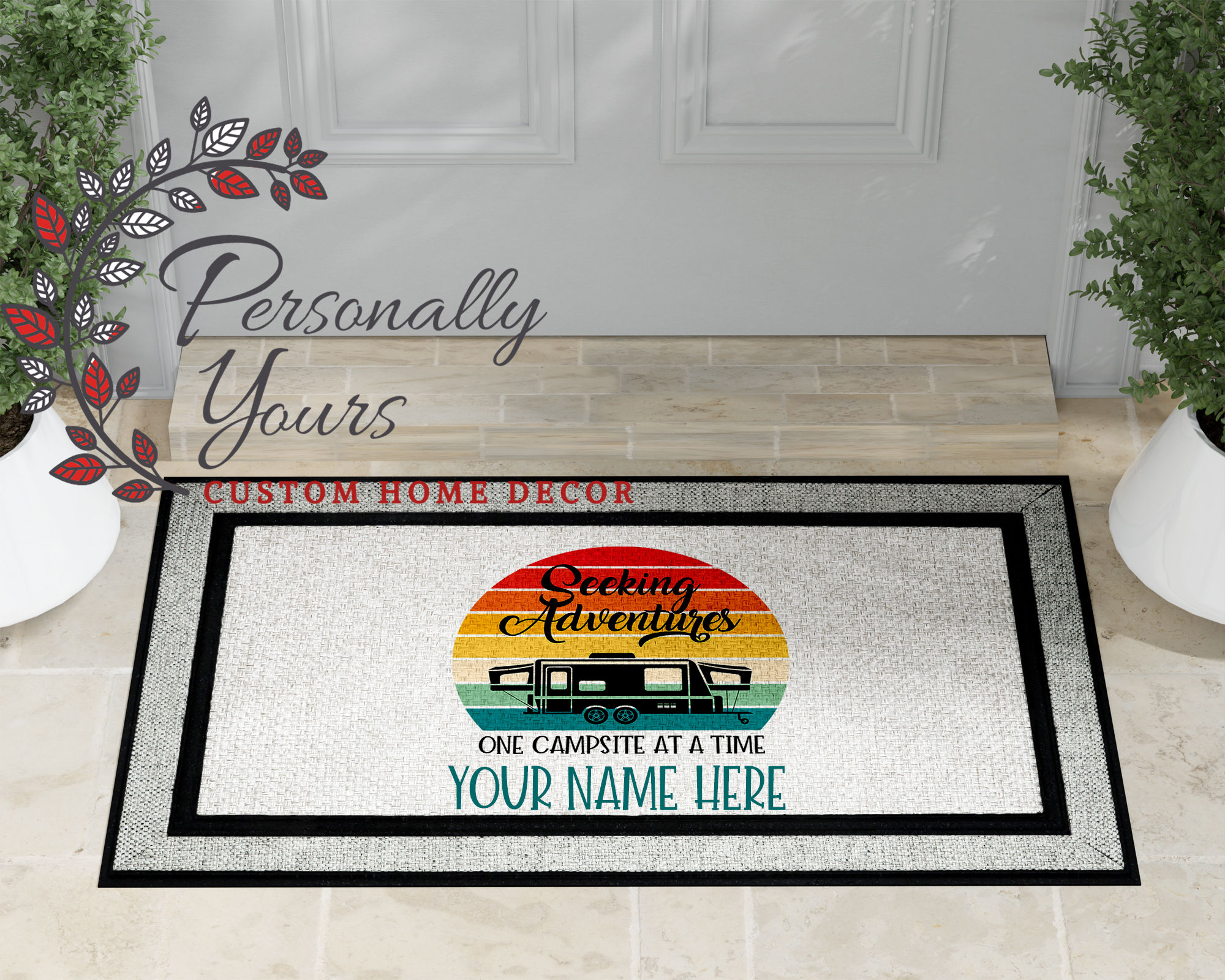 Personalized "Seeking Adventures One Campsite at a Time - Pop-Up" Doormat