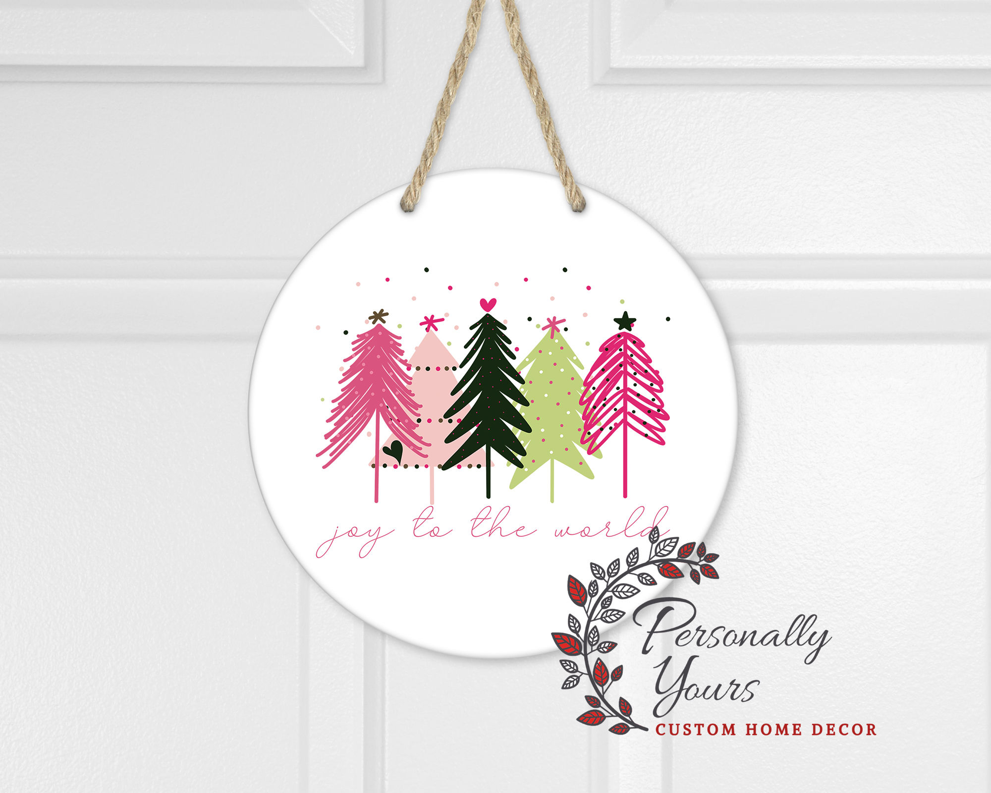 "Joy To The World Trees" Round Door/Wall Hanger