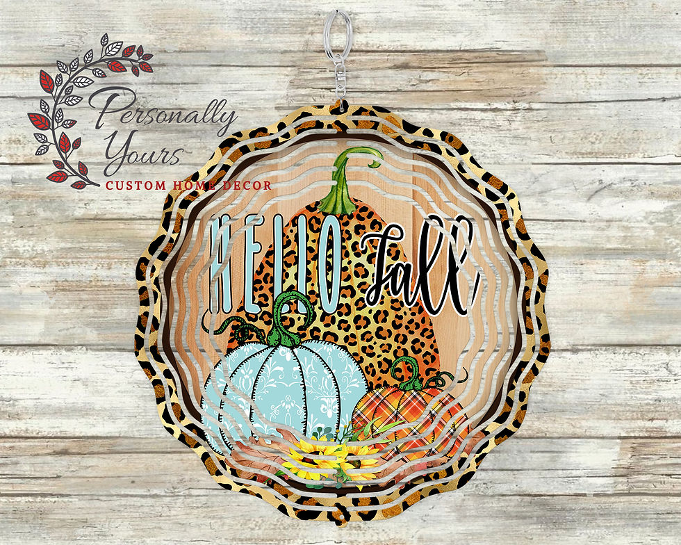 "Hello Fall Whimsical Pumpkins" Wind Spinner