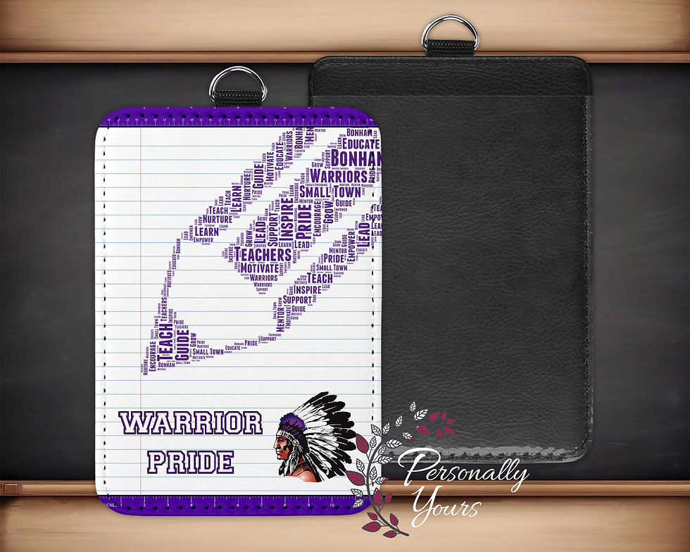 Bonham Warrior pencil subway art badge holder for educators and school staff