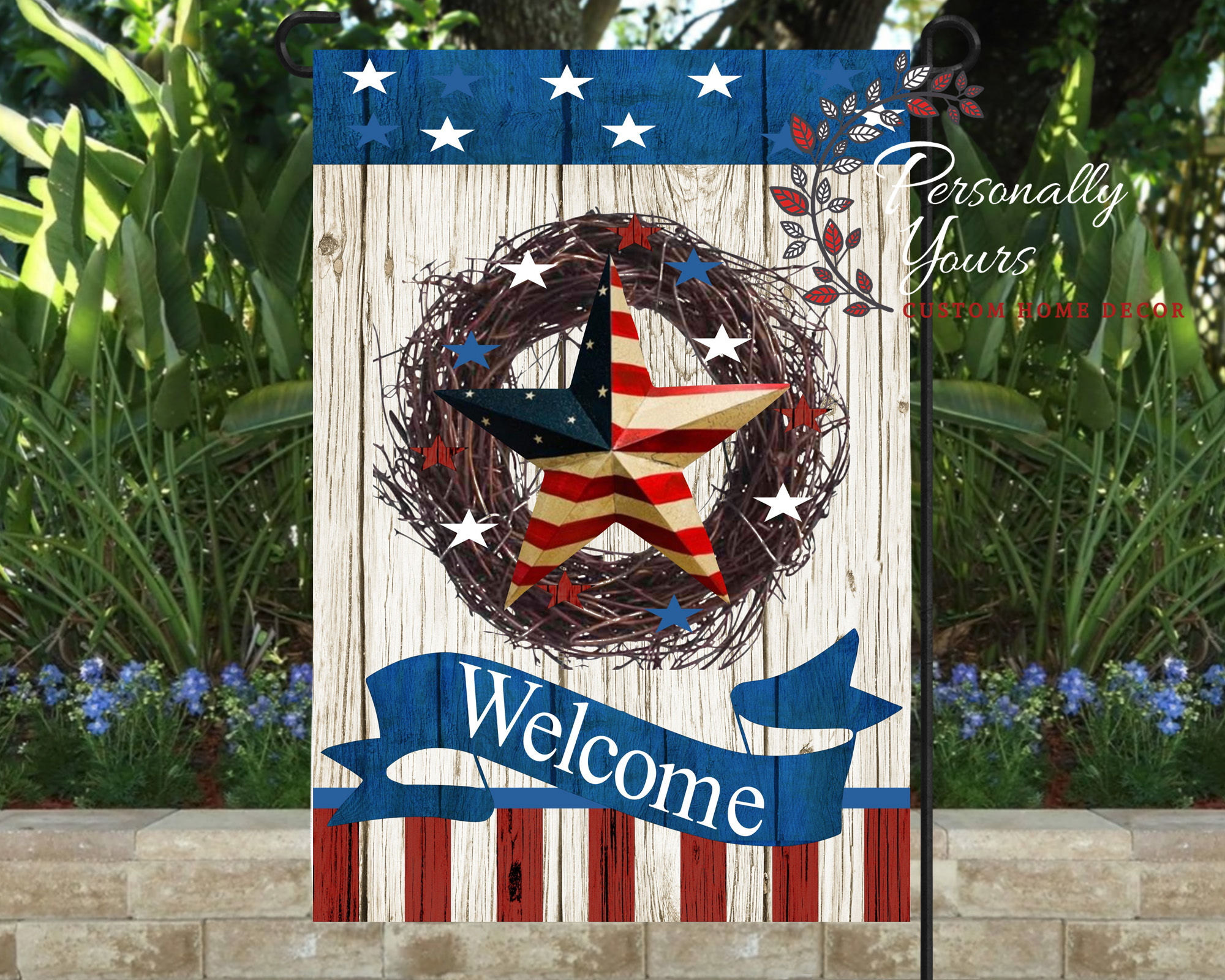 "Star Grapevine Americana" Yard/Garden Flag