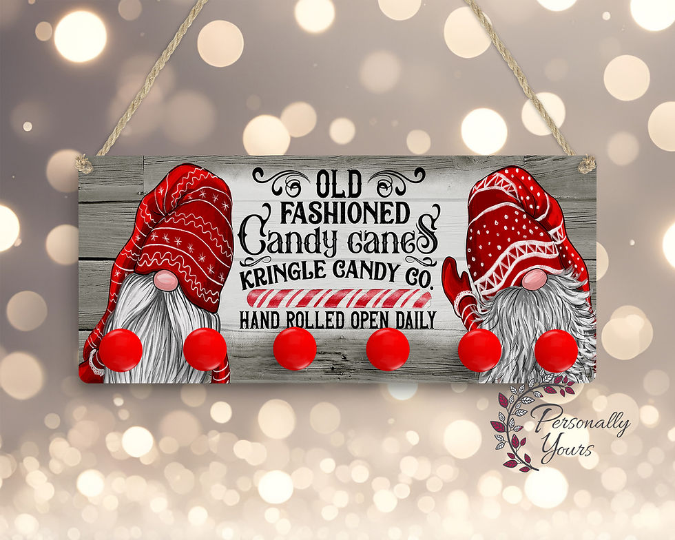 Kringle Candy Christmas stocking holder with six red knobs.