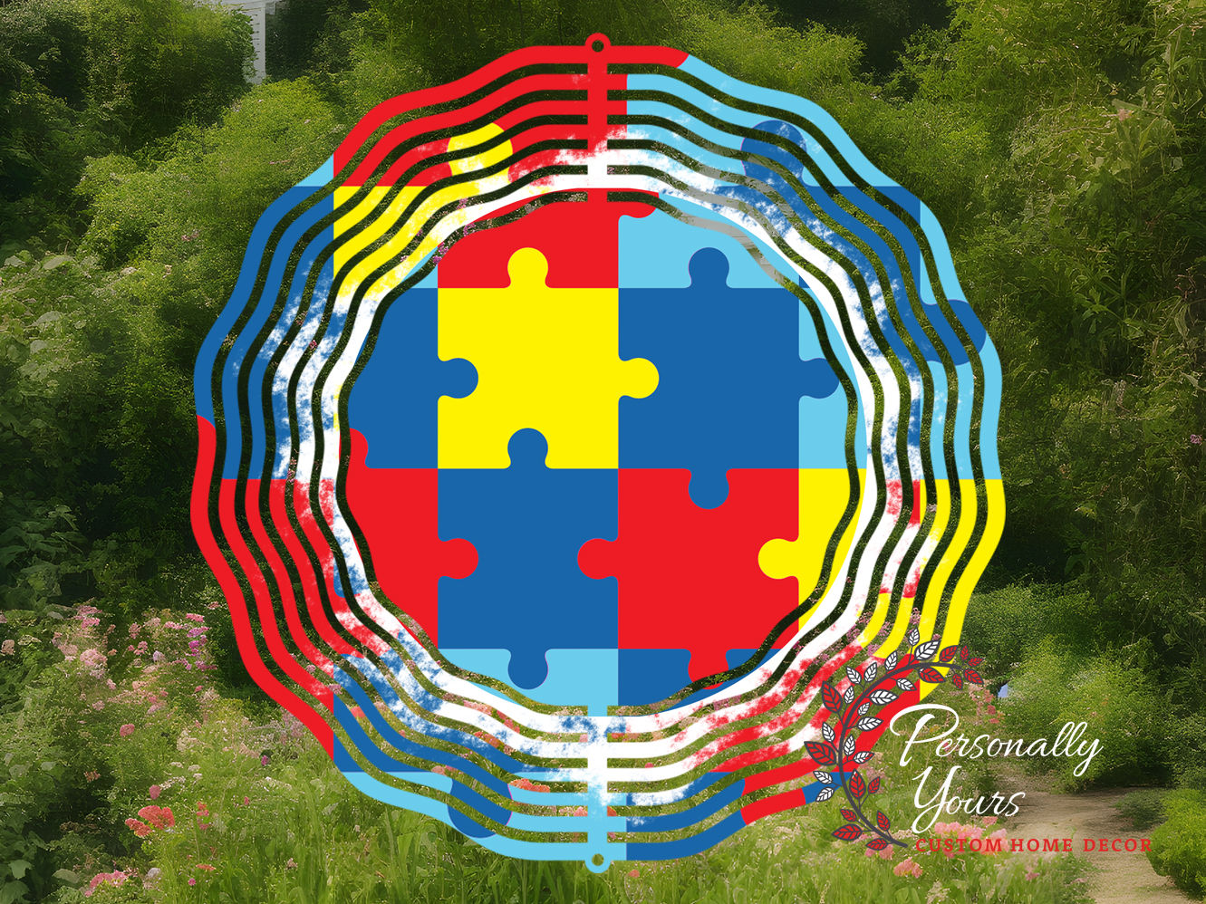 "Autism Awareness Puzzle Pieces" Wind Spinner