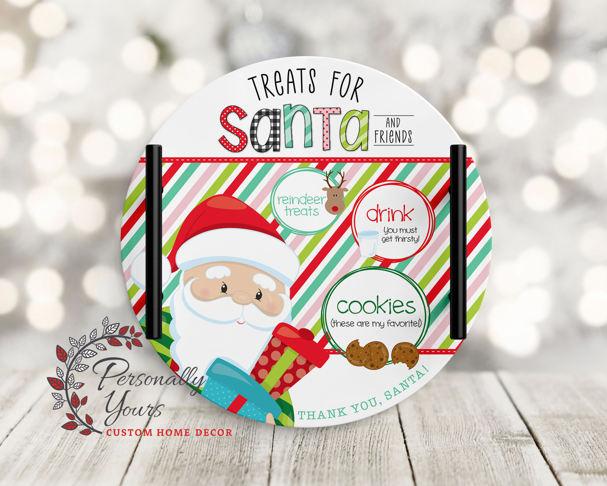 "Whimsical Treats for Santa/Reindeer Treats" Round Tray