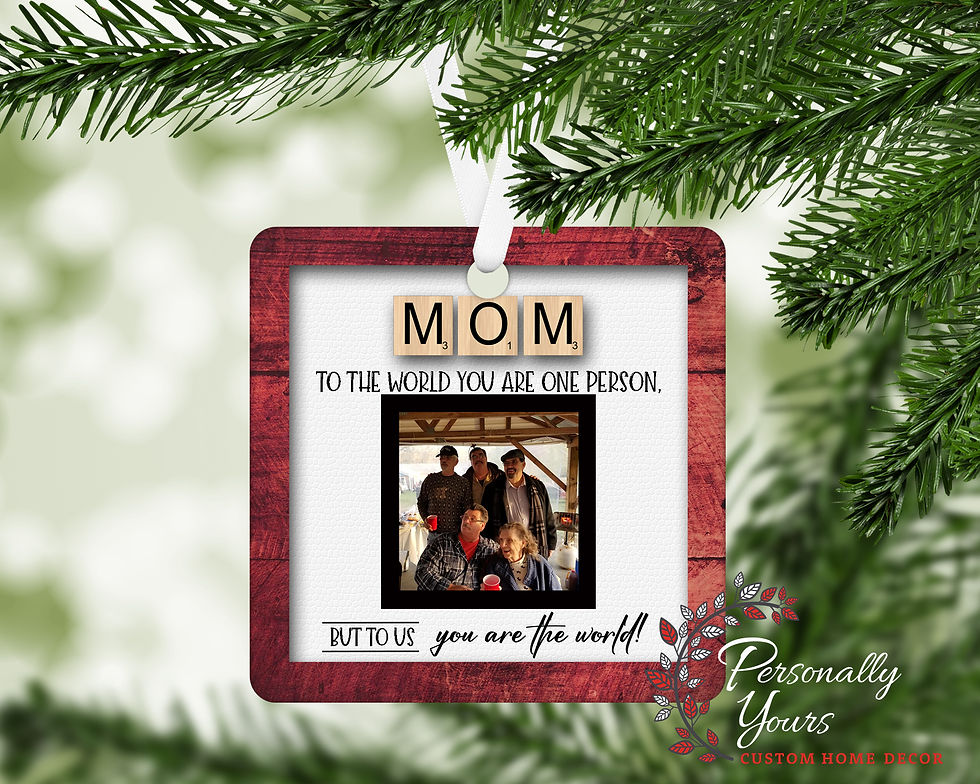 Thumbnail: "To the World You Are One Person Word Tiles" Photo Square Ornament