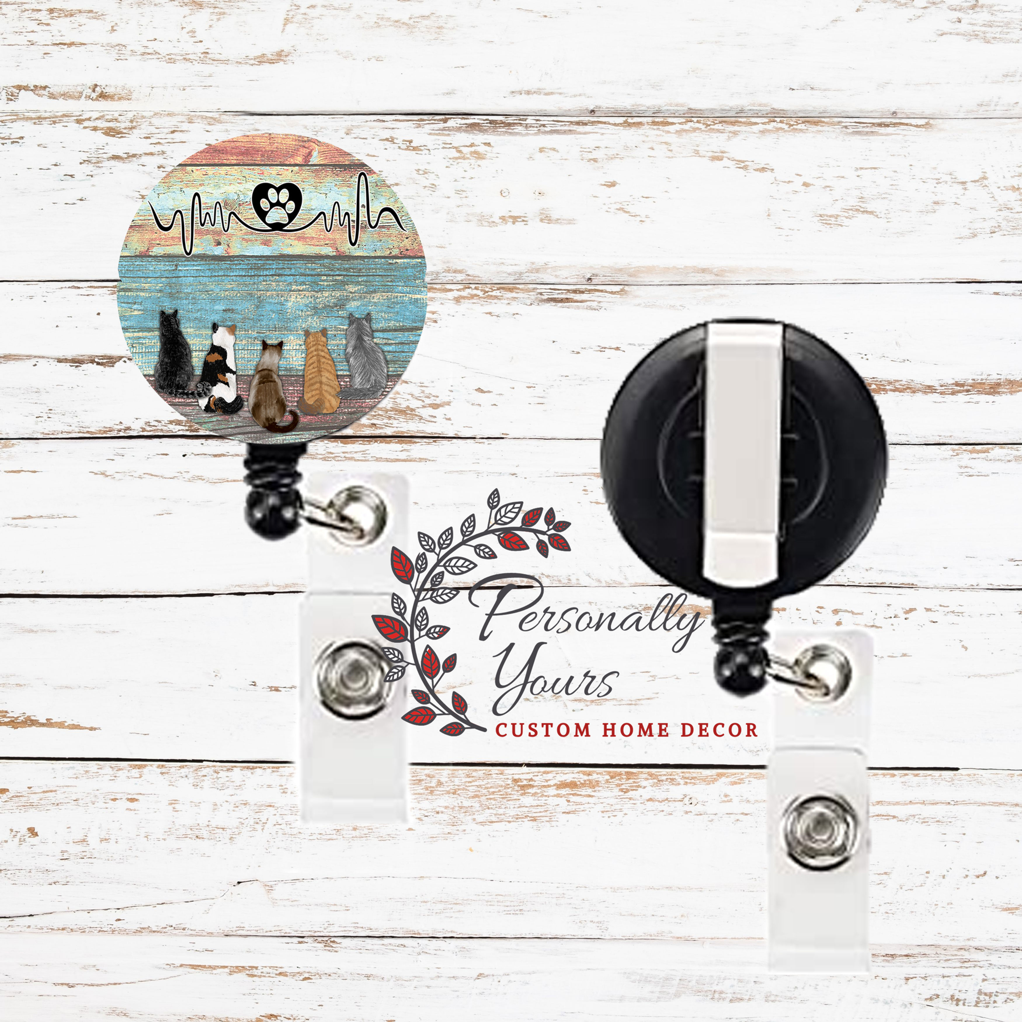 "Cat Lover" Round Badge Reel