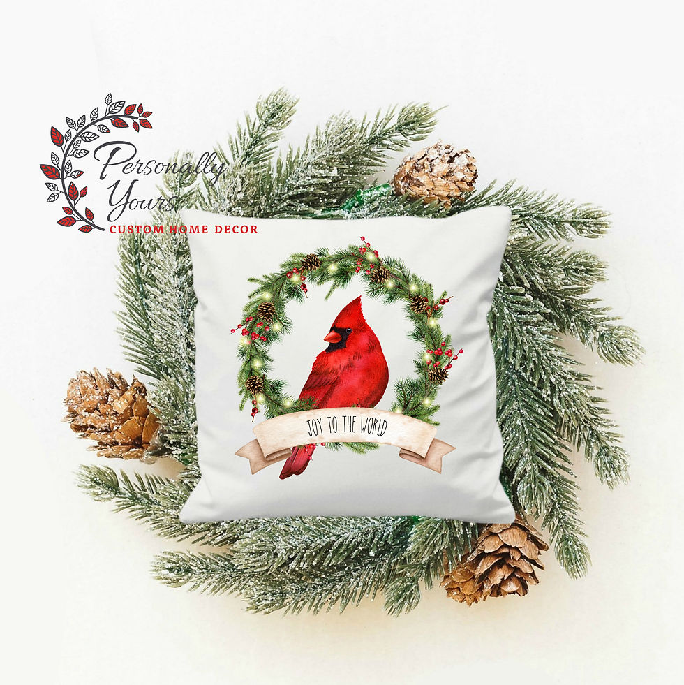 Thumbnail: "Pineberry Cardinal Wreath with Banner" Christmas Pillow Collection