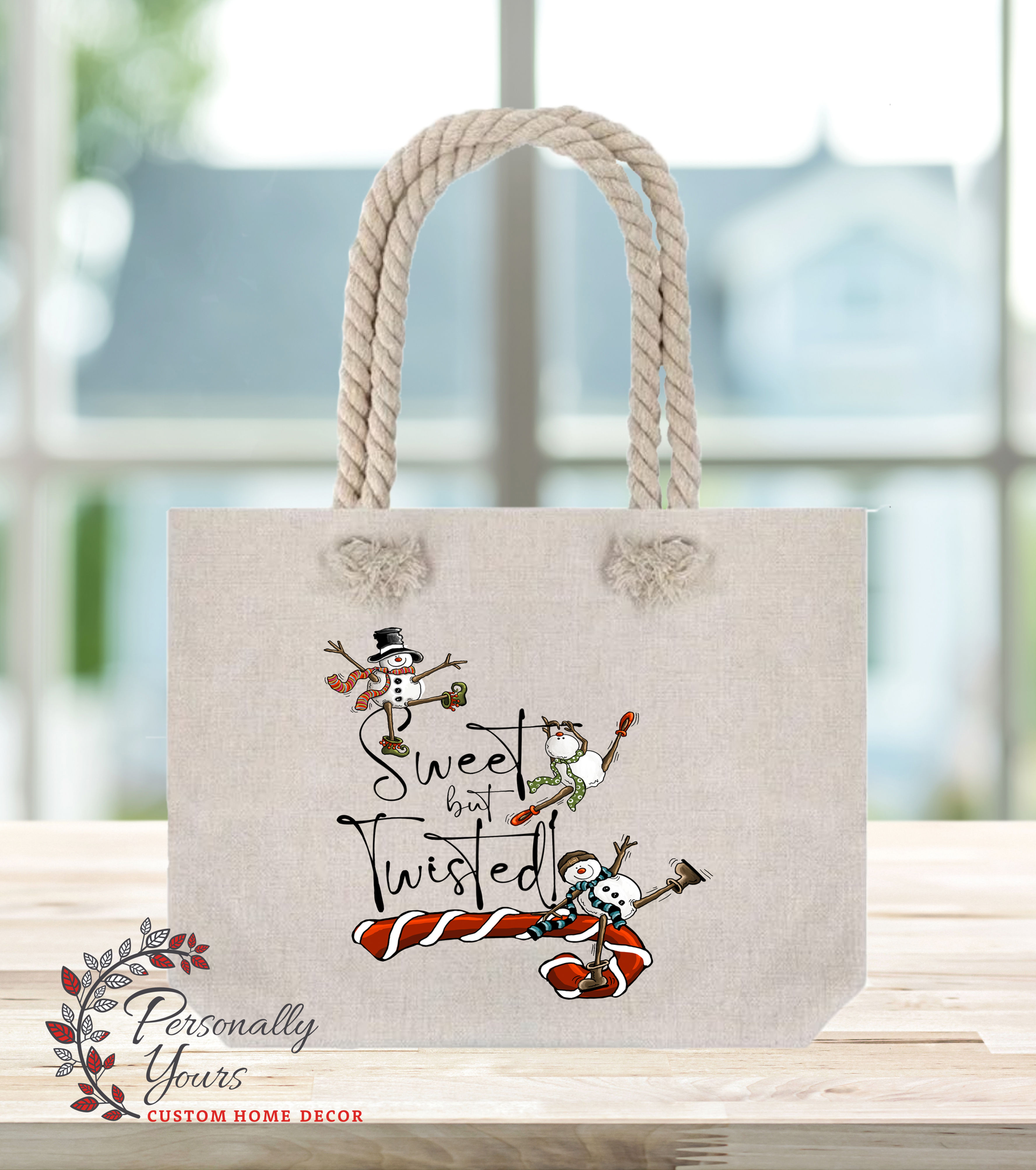 "Sweet But Twisted" Christmas Rope Handled Tote Bag