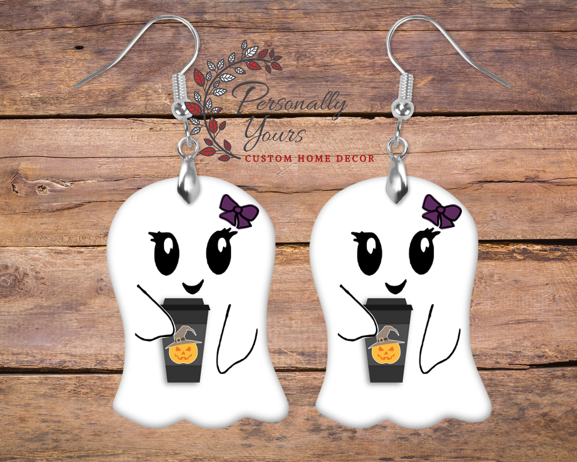"Pumpkin Spice Coffee" Ghost Earrings