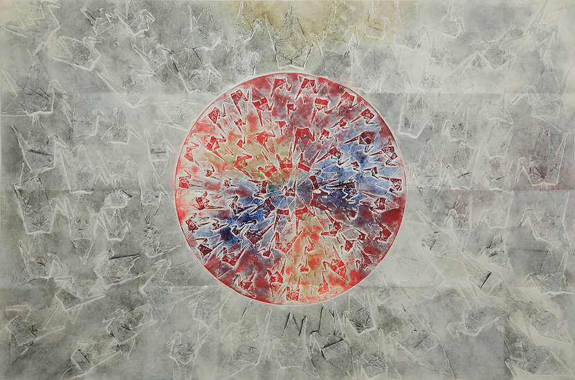 RETURNING HOME #2, 2010 Collagraph and Monoprint on folded and opened paper 26-1/4” x 39-1/2”