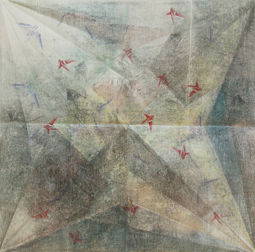 SADAKO’S DIARY #1, 2010 Silkscreen and Monoprint on folded and opened paper 40-1/2” x 40-1/2”
