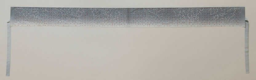 ONE THOUSAND PERSON-STITCHES, 2010 Linoleum cut on fabric & Stitches 6” x 69”
