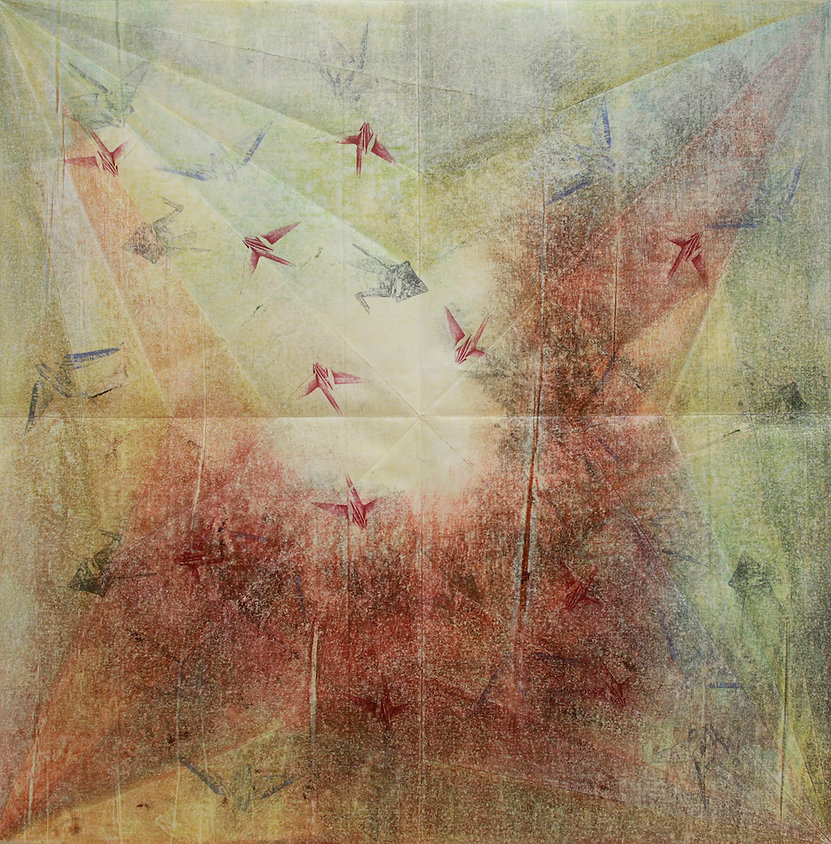 SADAKO’S DIARY #2, 2010 Silkscreen and Monoprint on folded and opened paper 40-1/2” x 40-1/2”