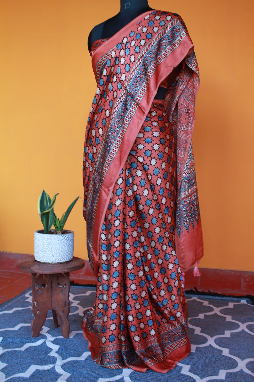 縮圖：Liba - Ajrakh Modal Silk Saree
