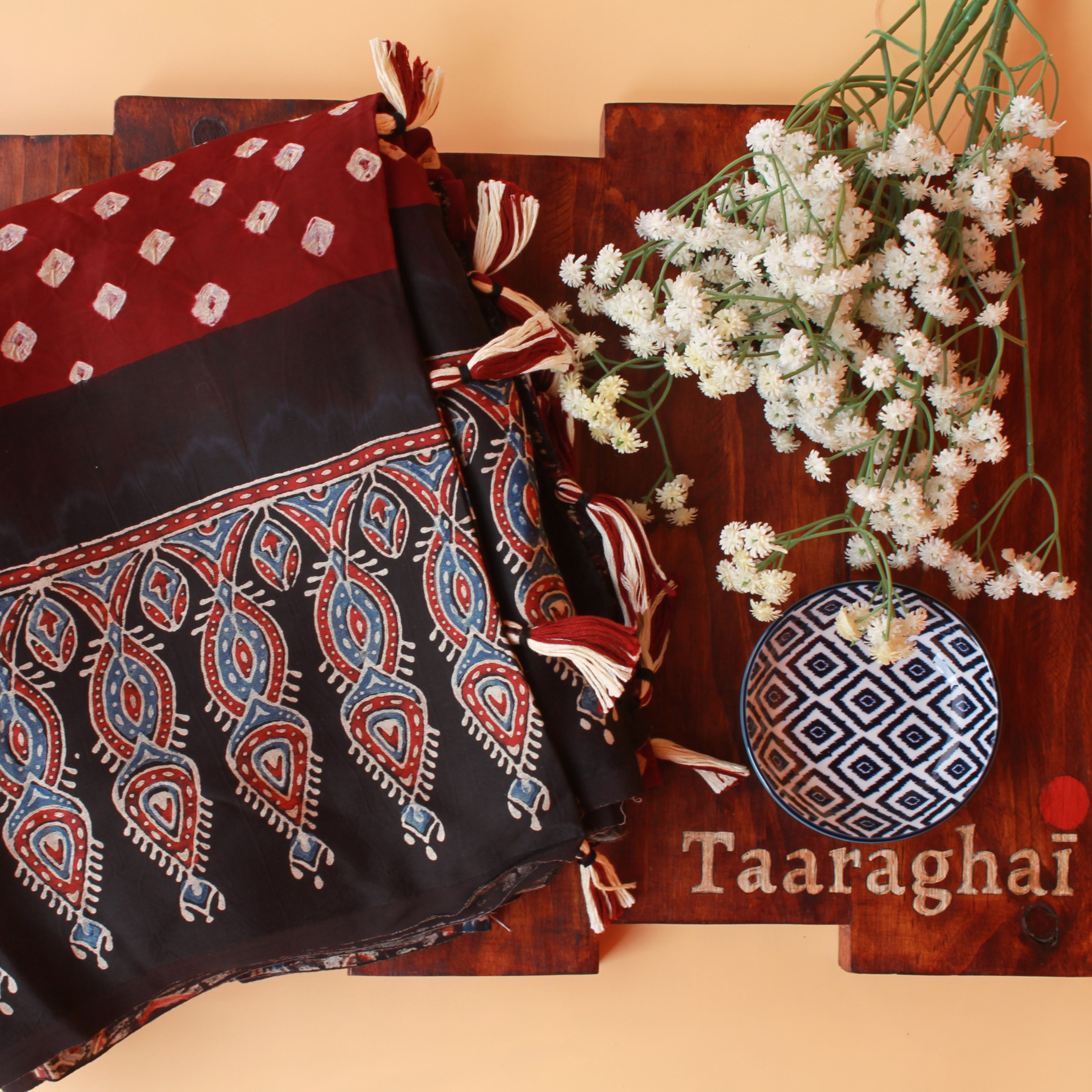 Shazia - Bandini Ajrakh Modal Silk Saree