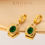 Thumbnail: Gold Plated Titanium Steel Green Earrings