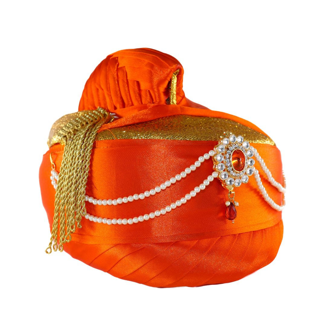 Orange Moti Shirpech Puneri Pagadi