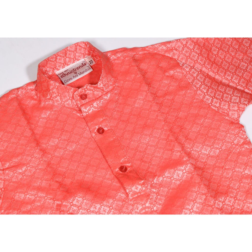Thumbnail: Boys Coral Red Jacquard Kurta
