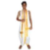 White 100K Golden Border Dhoti Uparana Set