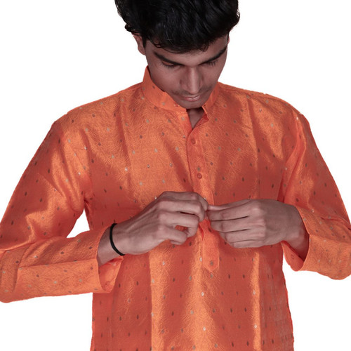 Dark Orange Dharwad Cotton Long Kurti